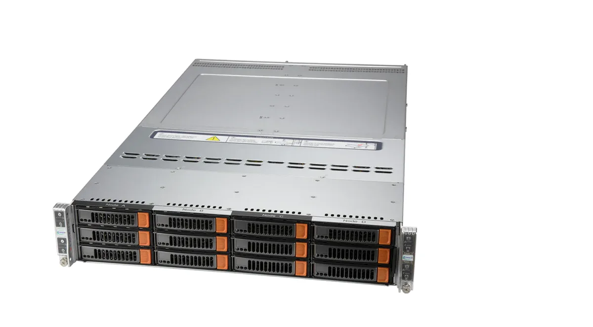 Supermicro Supermicro SYS-620BT-HNTR barebone server, 2U BigTwin, 4 nodes, 3.5" NVMe/SATA — product photo
