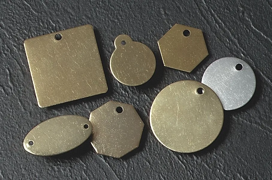 Brass octagonal blank tags, pack of 25