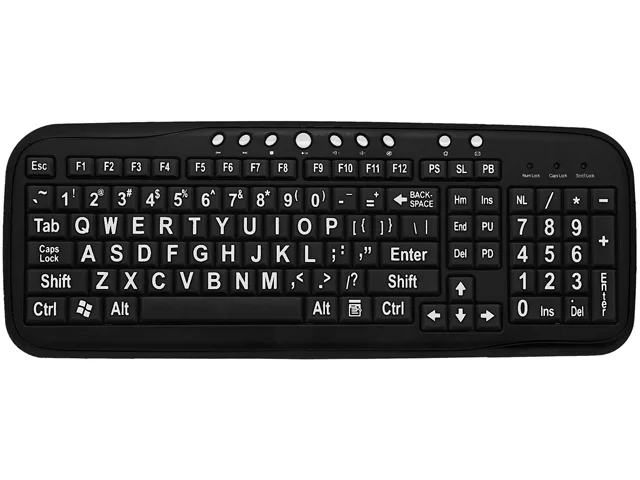 Ergoguys Ergoguys CD-1039 Wired USB Keyboard Black Large White Print — product photo