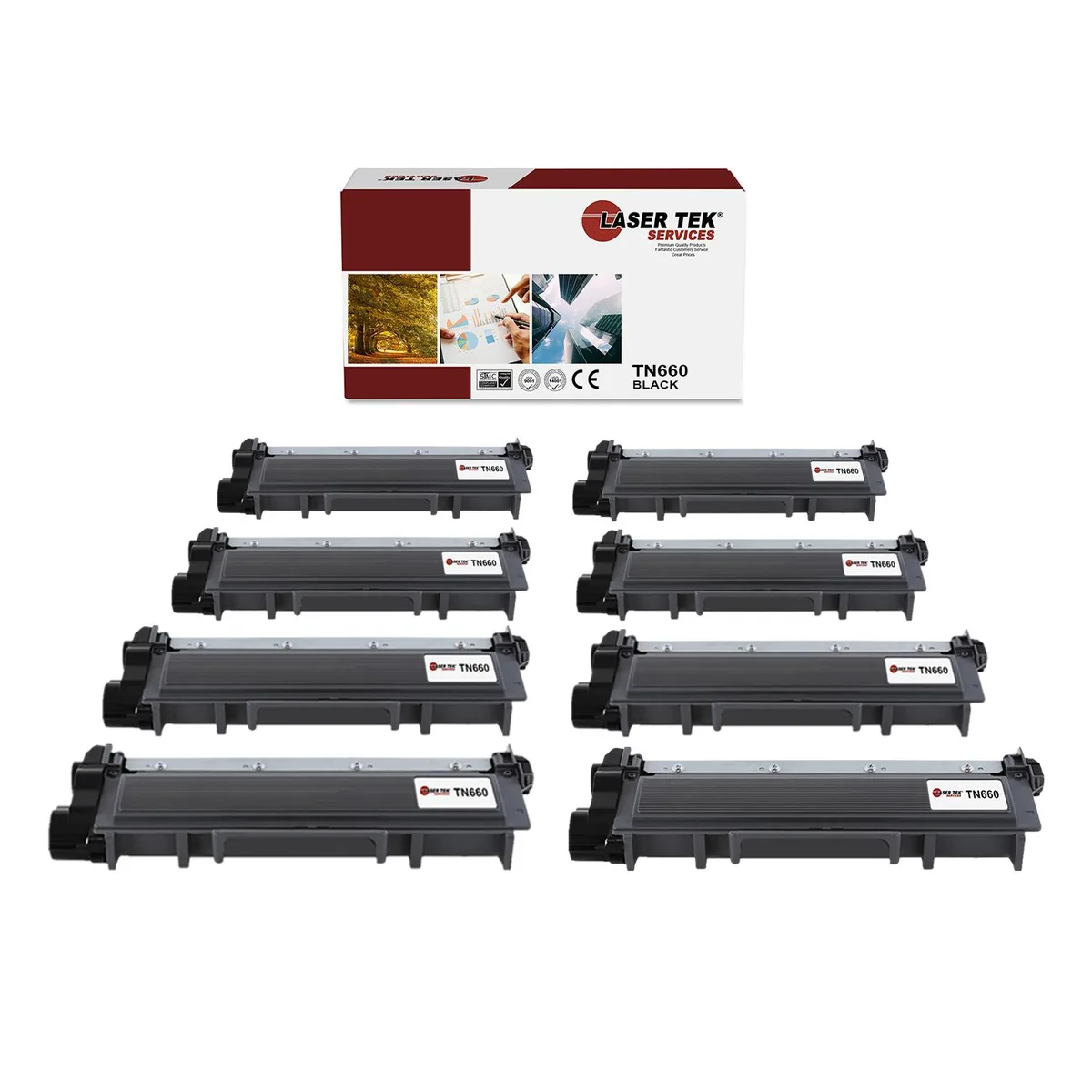 Laser Tek Services Laser Tek Services TN660 Black Toner Cartridge 8 Pack — product photo