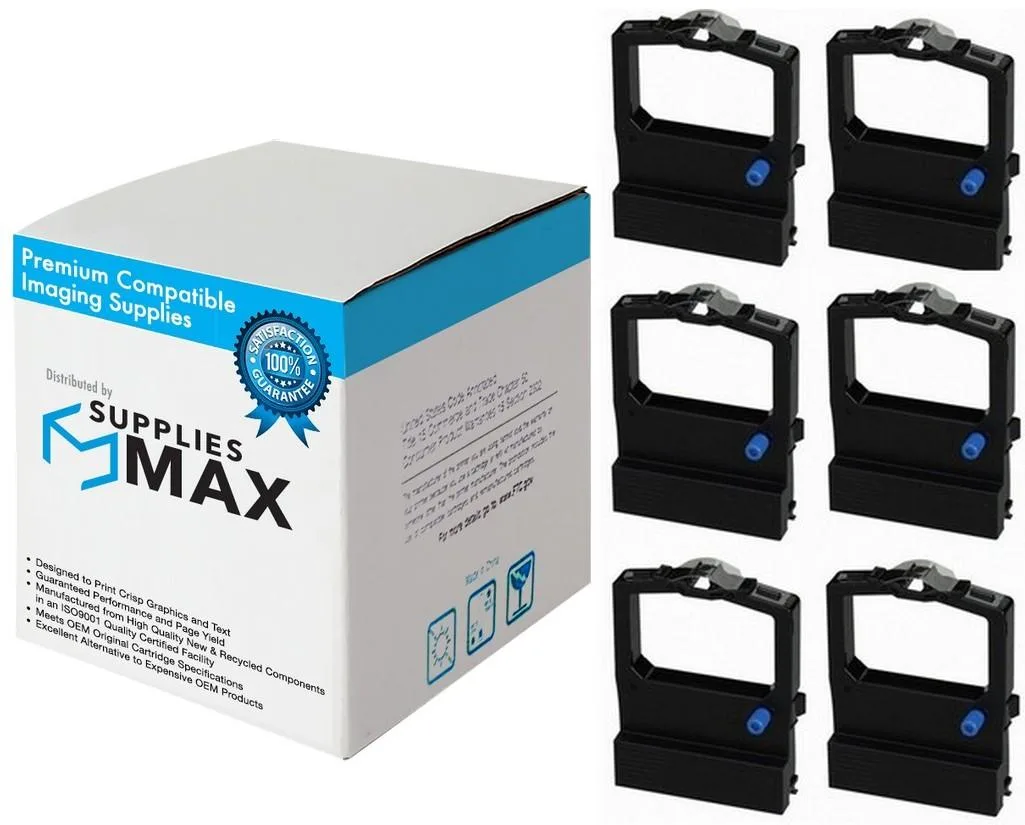 SuppliesMax SuppliesMax Printer Ribbon Unisys AP-1357/AP-1359 Black 6 Pack — product photo