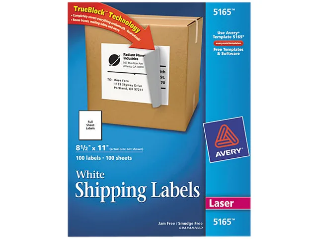 Avery Avery 5165 Shipping Labels 8-1/2" x 11" 100 Sheets — product photo