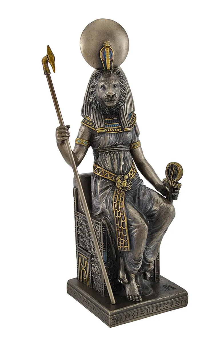 Unicorn Studios Unicorn Studios Sekhmet Sitting on Throne Statue 8.5" H Bronze Resin — product photo