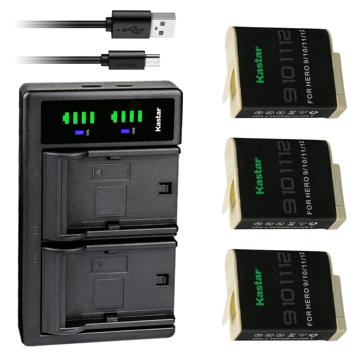 Kastar Kastar GOPRO12 3-Battery Pack with LTD2 Dual USB Charger — product photo