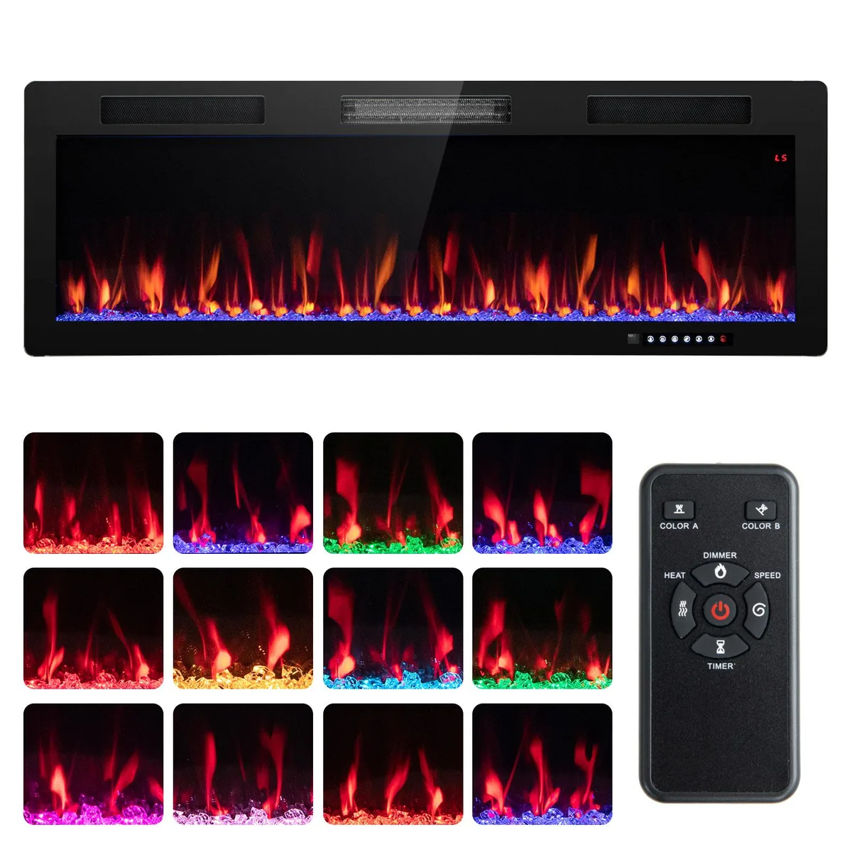 SlickBlue SlickBlue Electric Fireplace 50" Recessed & Wall Mounted 2x6 Stud — product photo