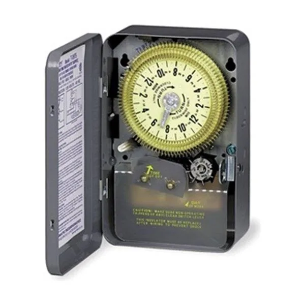 Grey steel box with front dial and trippers