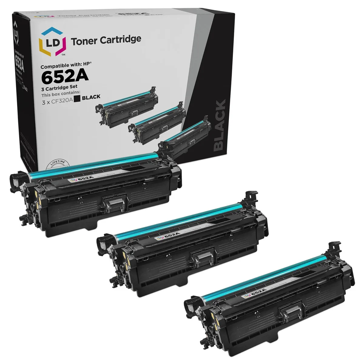 LD Products LD Products Remanufactured Toner Cartridge for HP 652A CF320A Black 3-Pack — product photo