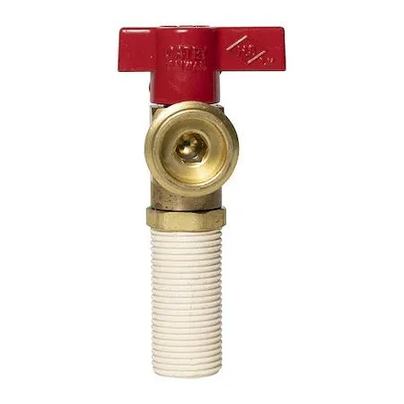 Brass washing machine valve with red alloy handle