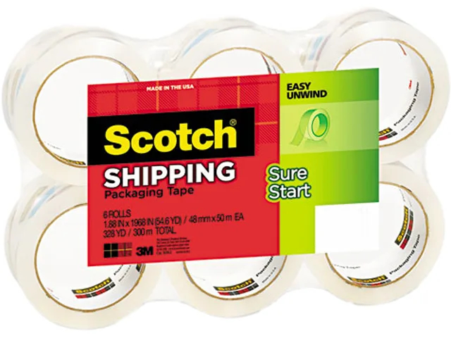 3M 3M 35006 Scotch 3500 Packaging Tape 1.88" x 54.6 yd 3" Core Clear 6/Box — product photo