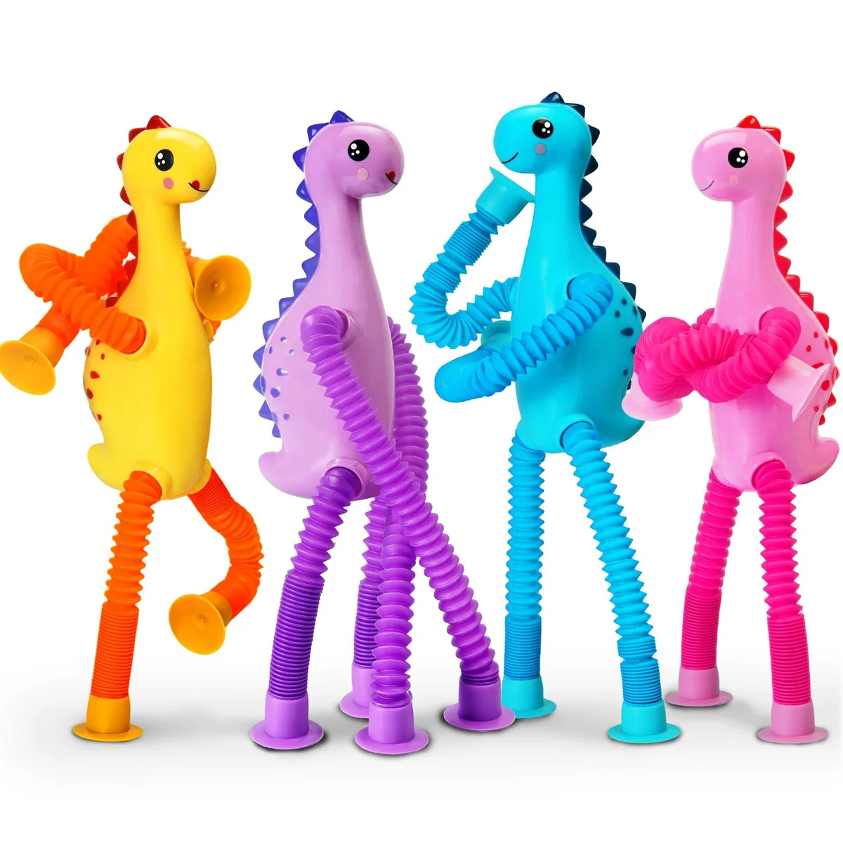 4Pcs Dinosaur Pop Tube Sensory Suction Cup Toys 2025 — product photo