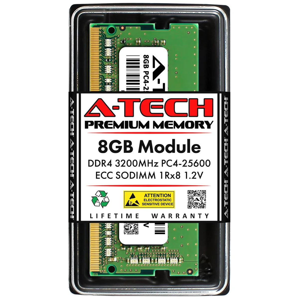 A-Tech A-Tech 8GB DDR4 3200 ECC SODIMM CL22 1.2V 1Rx8 NE-SS-0574 — product photo