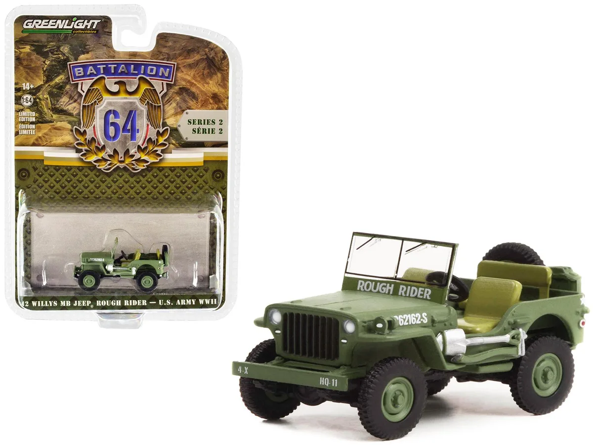 GREENLIGHT GREENLIGHT 1942 Willys MB Jeep "Battalion 64" 1/64 Diecast — product photo