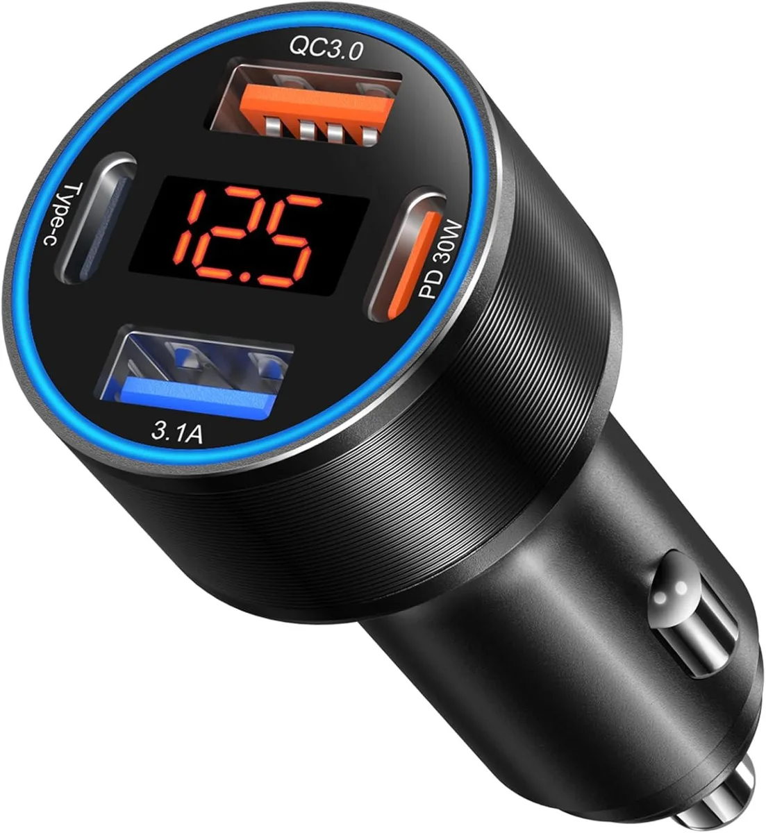 iworkmart iworkmart 4-Port 65W USB-C Car Charger with Voltmeter (Black) — product photo