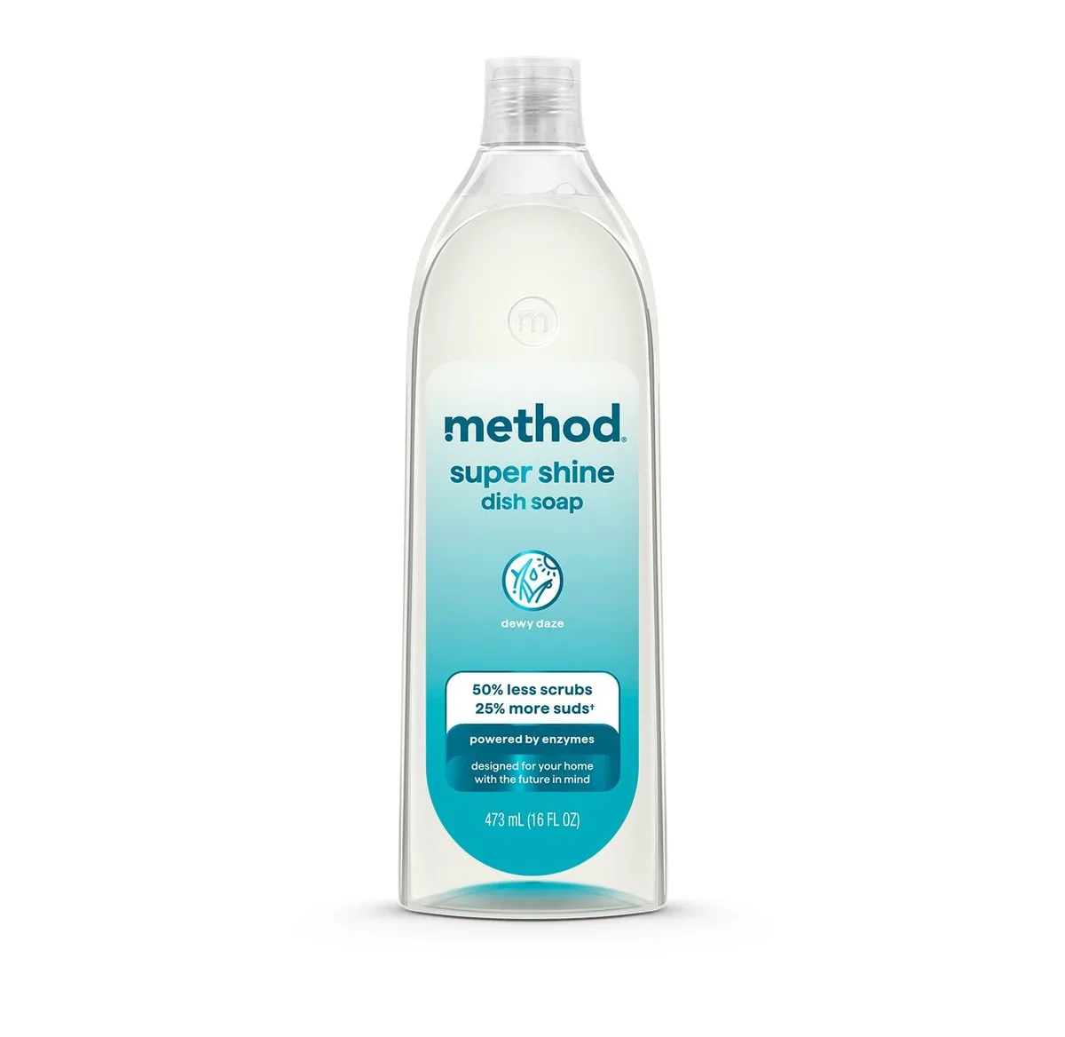 Clear 16 fl oz bottle of Method Dewy Daze liquid dish soap