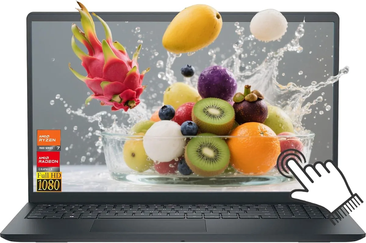 DELL Dell Inspiron 3535 laptop AMD Ryzen 7 7730U 16GB DDR4 1TB SSD 15.6 FHD Touchscreen Windows 11 Pro Black — product photo