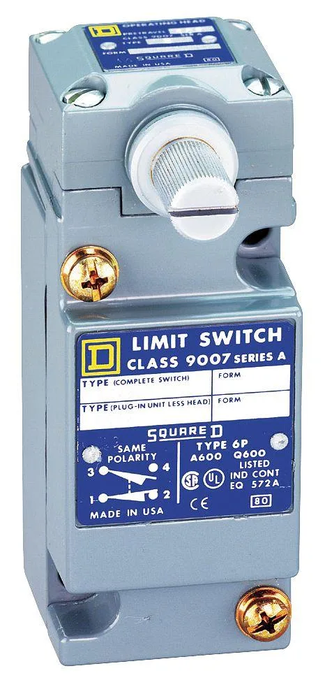 Square D limit switch, miniature body, side rotary actuator, grey housing