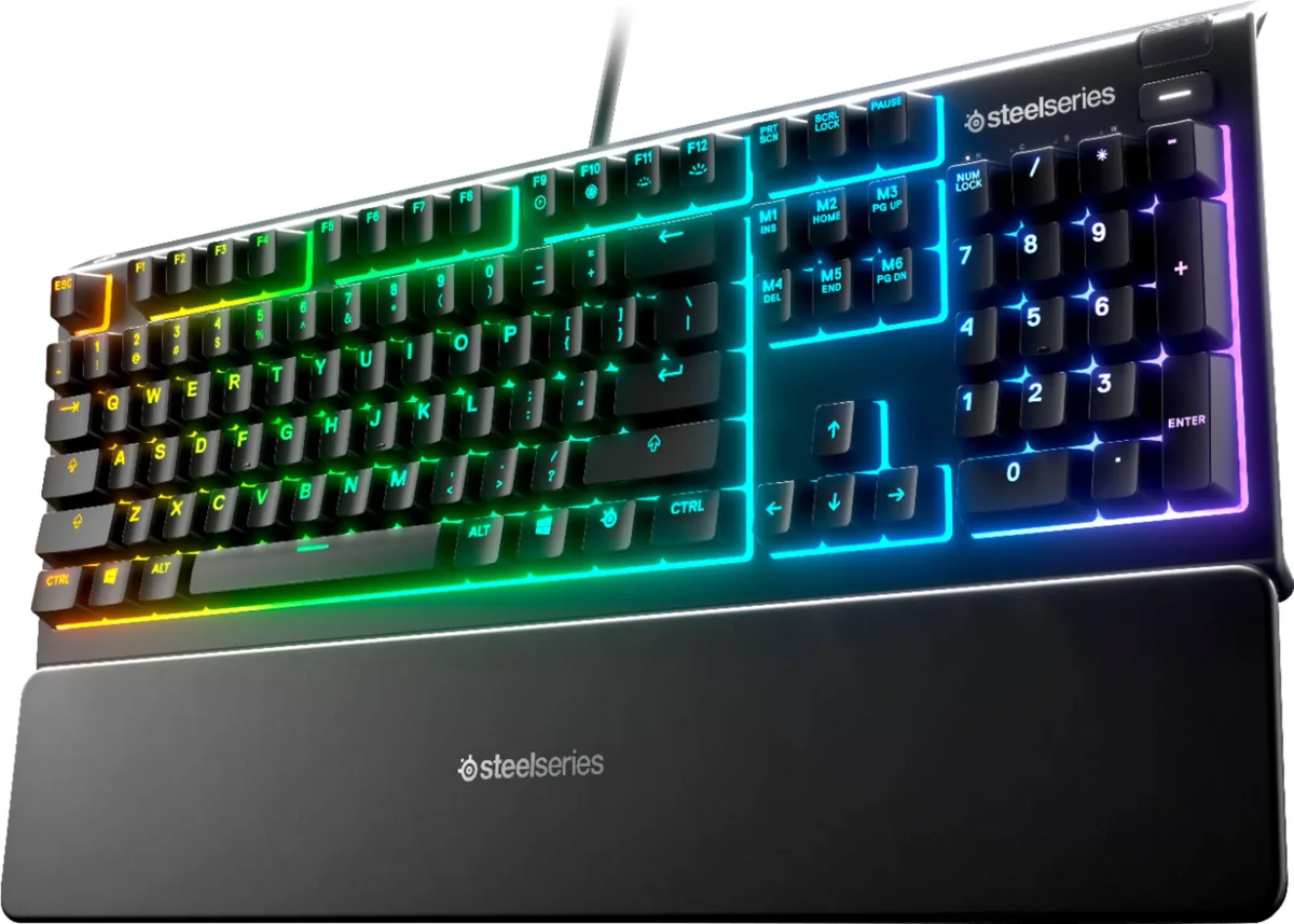 SteelSeries SteelSeries Apex 3 64795 Full Size Wired Membrane Whisper Quiet Switch 10 Zone RGB Gaming Keyboard — product photo