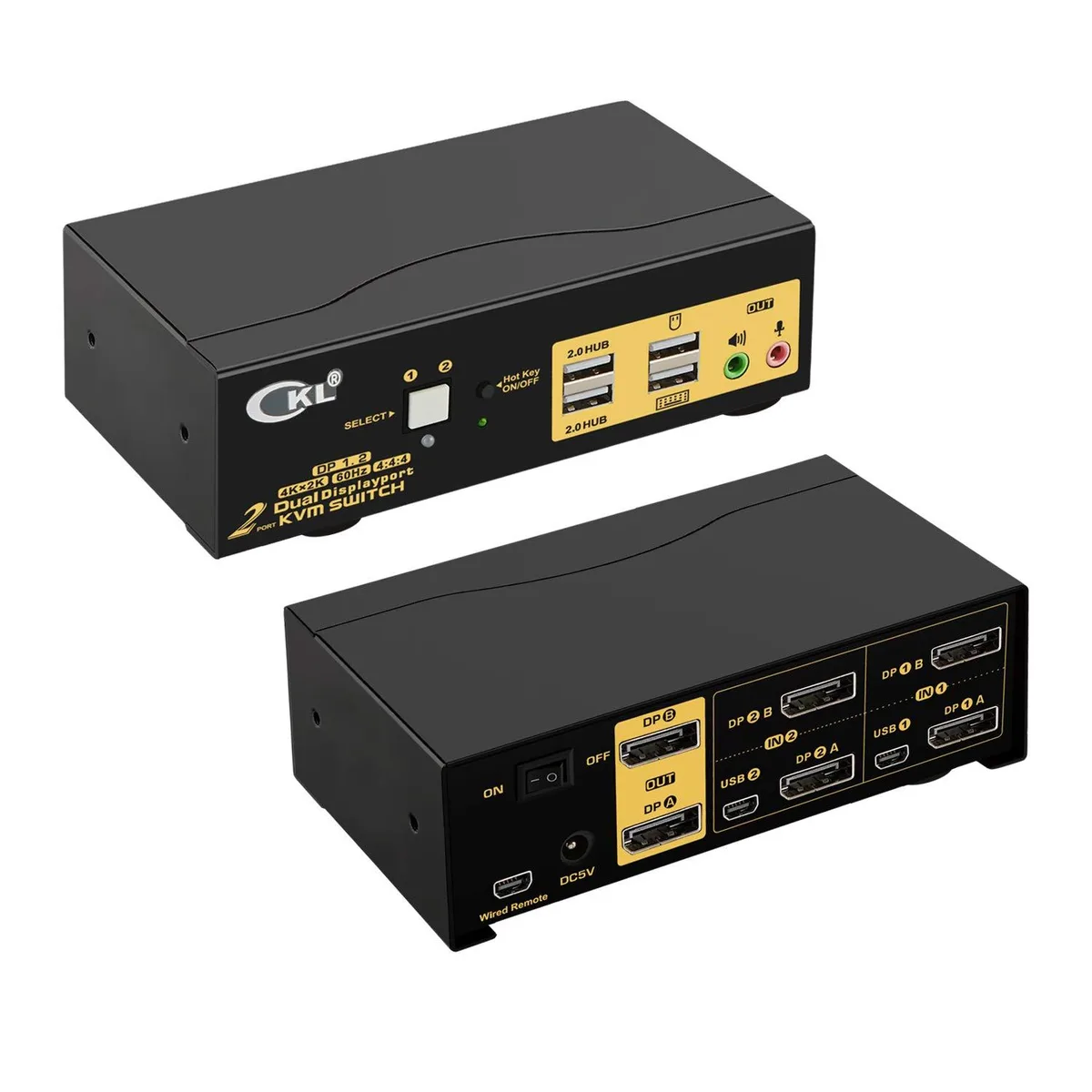 FANTEC FANTEC 2x2 KVM Switch Dual Monitor DisplayPort 4K 60Hz DP 1.2 USB 2.0 622DP — product photo