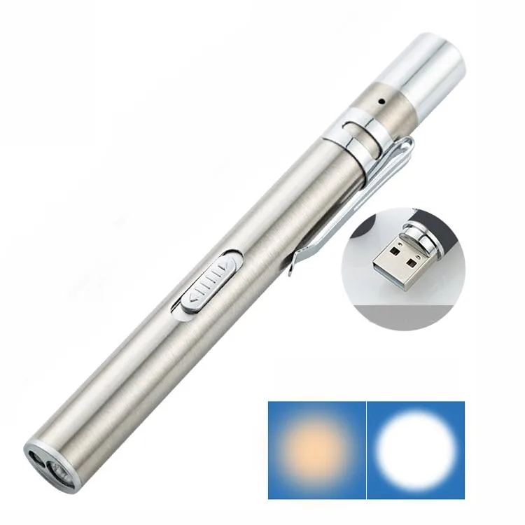 allentian allentian Pupil Pen Light Dual LED Silver 13 x 1.3 cm — product photo