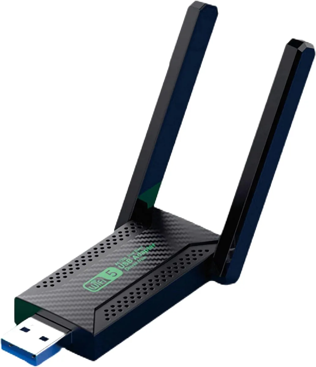 AUTYUE AUTYUE USB Wi-Fi Adapter 1300Mbps USB 3.0 Dual Band 2.4/5 GHz Dual 2dBi Antennas Black — product photo
