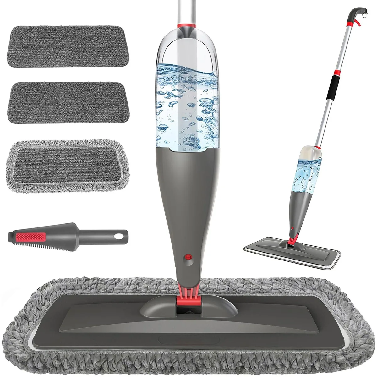 White 3M spray mop with 800ml tank, 360° head, three washable pads