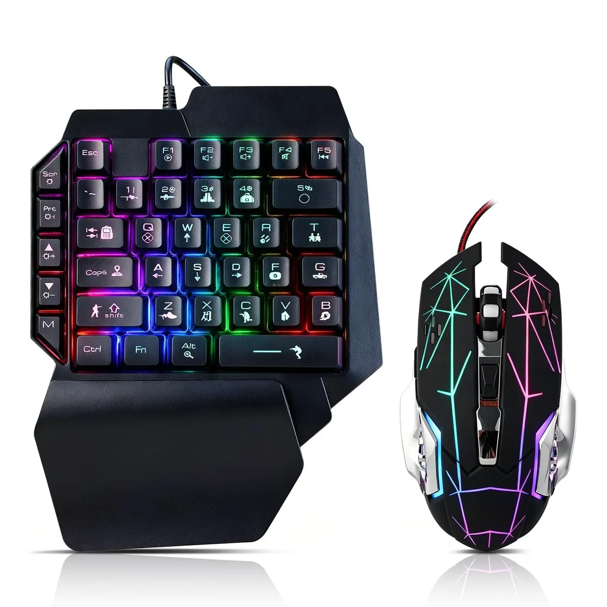 Guiheng One-Handed Gaming Keyboard and Mouse Combo — 39 Keys, 3600 DPI, Black — product photo