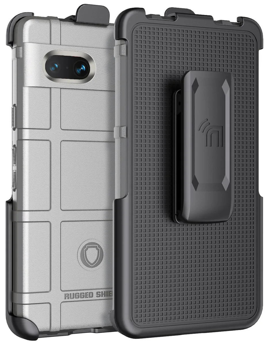 Nakedcellphone Nakedcellphone Special Ops Rugged Shield Case and Belt Clip Holster for Google Pixel 7a (2023) Gray — product photo