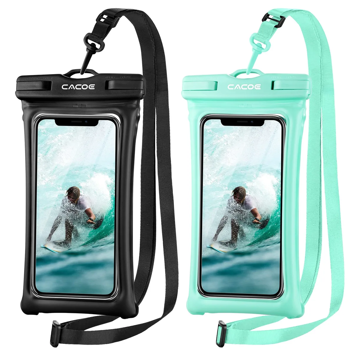 No Sew No Sew CMWB+BBTPU2 Waterproof Phone Pouch 2 Pack 7.0" Black+Green — product photo