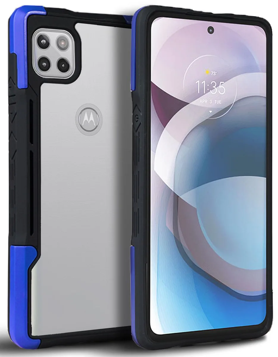 Nakedcellphone Nakedcellphone Hybrid Case Blue Clear Acrylic for Motorola One 5G Ace XT2113 — product photo