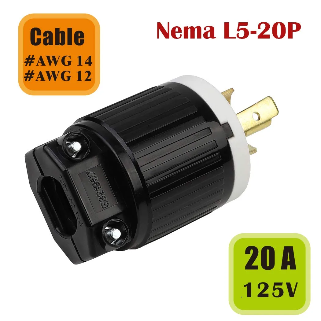 TeKit TeKit L5-20P 20A 125V 60Hz Locking Plug Almond computer power cord — product photo