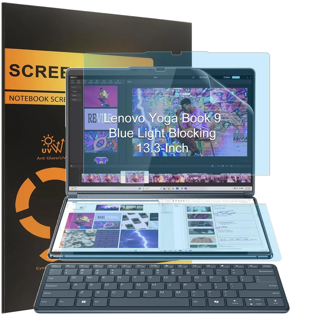 Adafruit Adafruit Blue Light Screen Protector 2024-2023 Lenovo Yoga Book 9i 13.3" 2.8K Dual Screen 2 in 1 Accessories — product photo