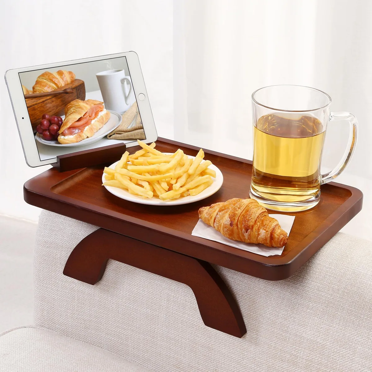  Baldwin 3925RW Couch Arm Tray with 360° Phone Holder 15.3x9.8 in Black Vinyl — product photo