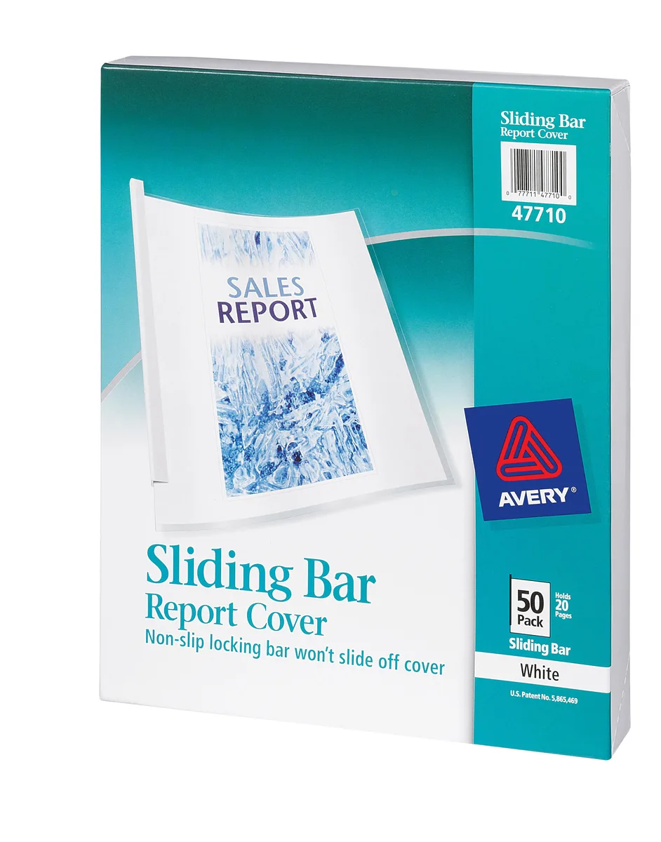 Avery Avery 47710 Sliding Bar Report Covers Clear White Bar 20 Sheet 50 Pack — product photo