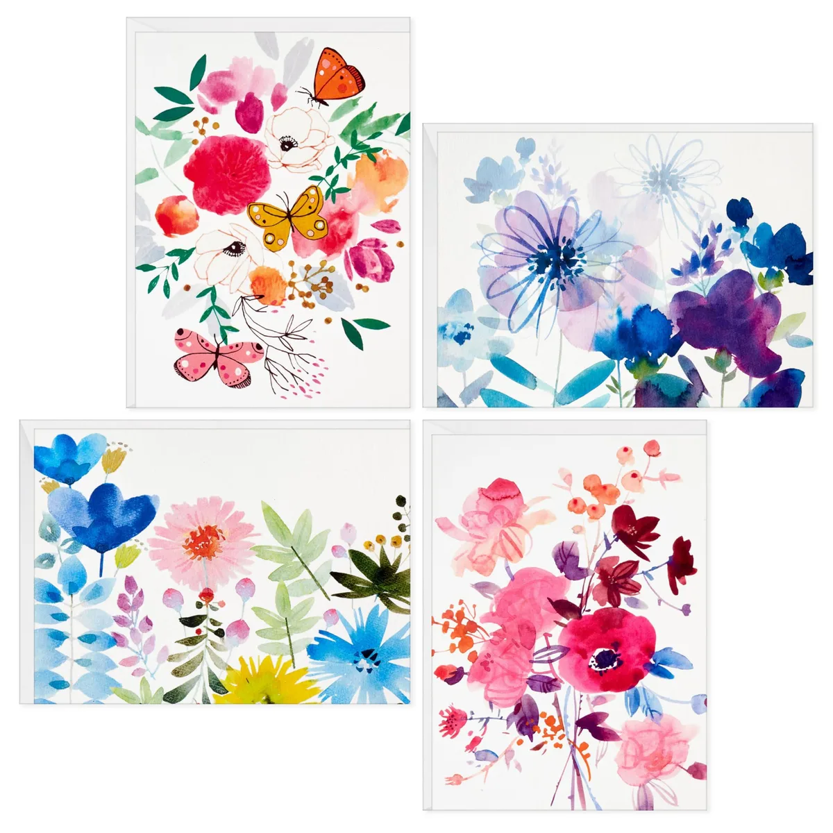 Boxed set of 48 blank floral cards with envelopes, 5.2 by 3.75 inches