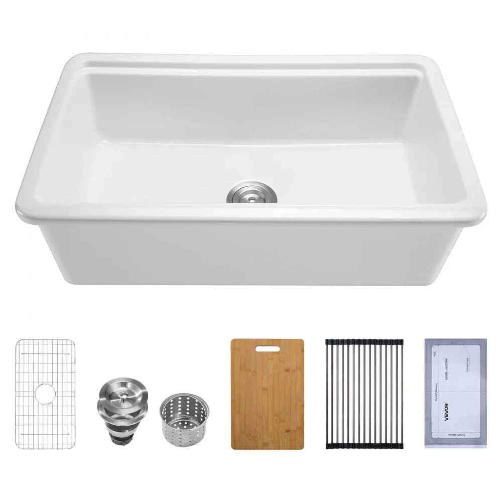 VEVOR VEVOR KS3319W Farmhouse Sink 33x19 inch White Fireclay — product photo
