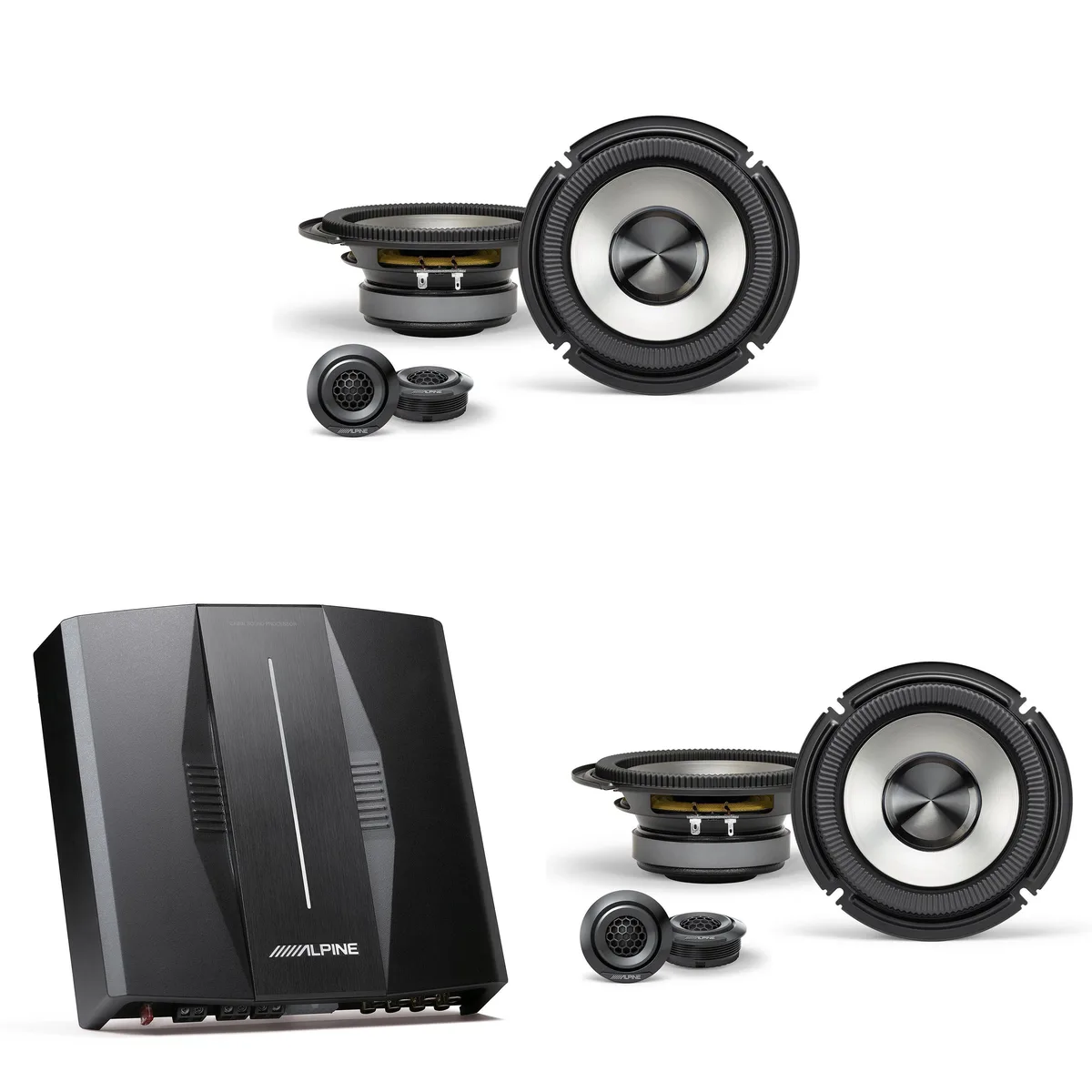Alpine Alpine Optim8 PXE-C80-88 8-Ch Amp &amp; 2× BRV-S65C 6.5" Speakers — product photo