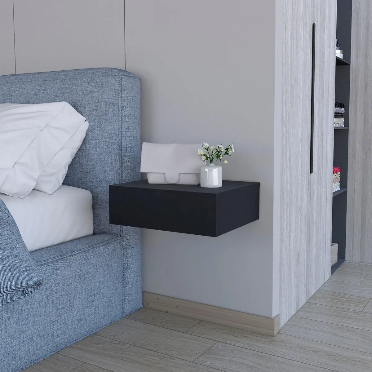 tuphen tuphen Black Floating Nightstand 15.7×13.4×5.1 in — product photo