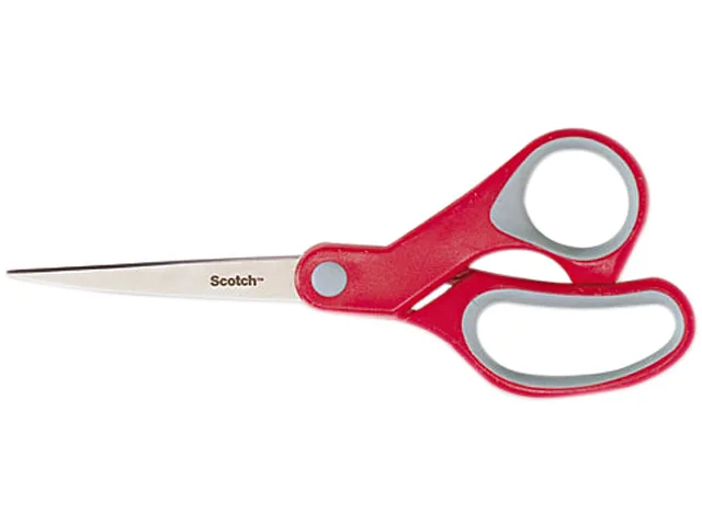 3M 3M 1428 scissor, pointed, 8 inch, 3-3/8 inch cut, red/gray — product photo