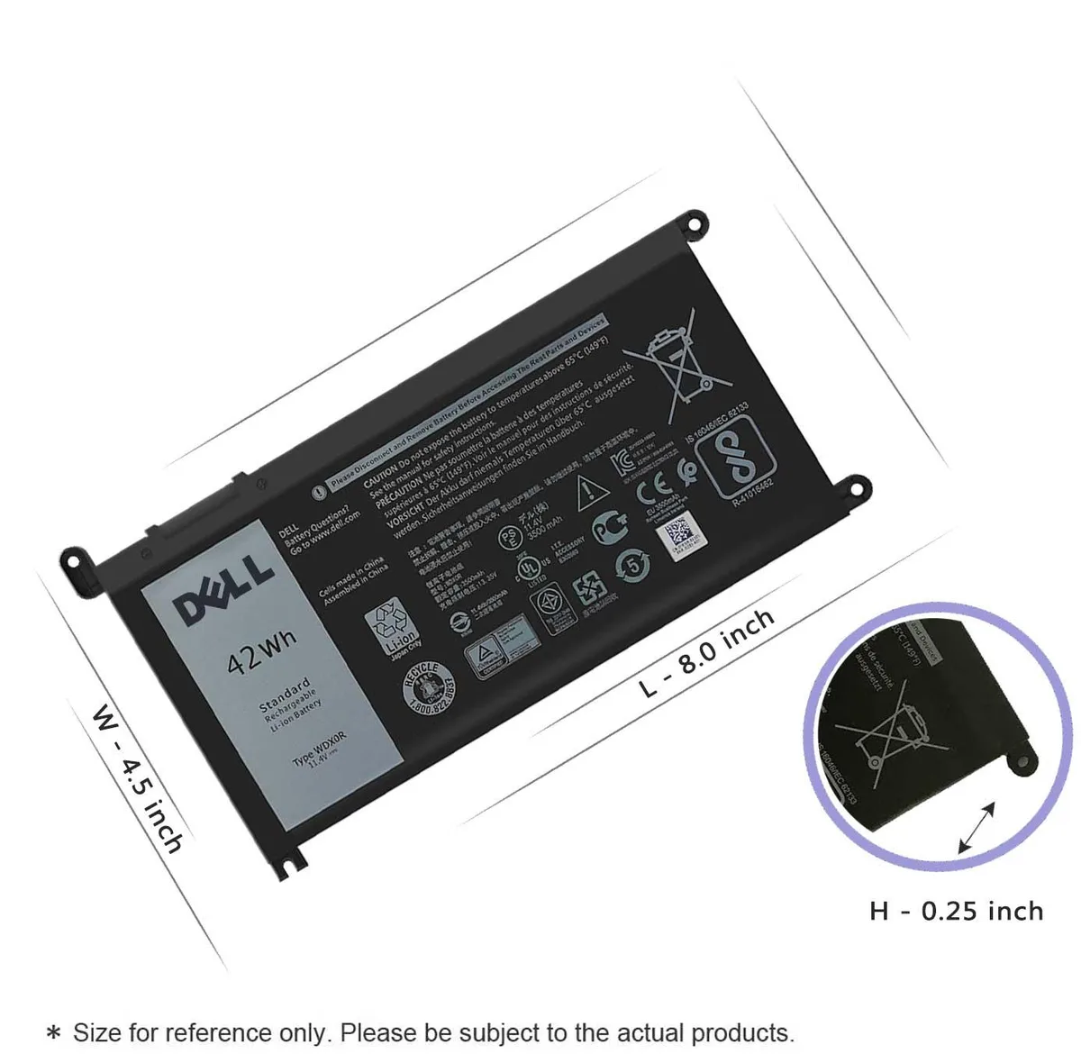 DELL DELL WDX0R laptop battery 3 cell 42Wh 11.4V — product photo