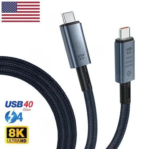 Gray USB-C to USB-C braided cable with aluminum connectors, 10 ft