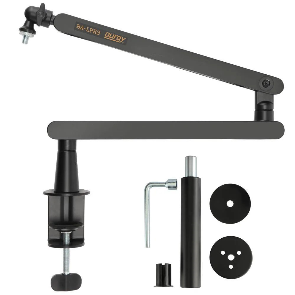 Auray Auray AZBALPR3 Low-Profile Broadcast Arm 6" Riser 19-29.7" Reach 360° Rotation 4.4lb Capacity 3.7lb — product photo