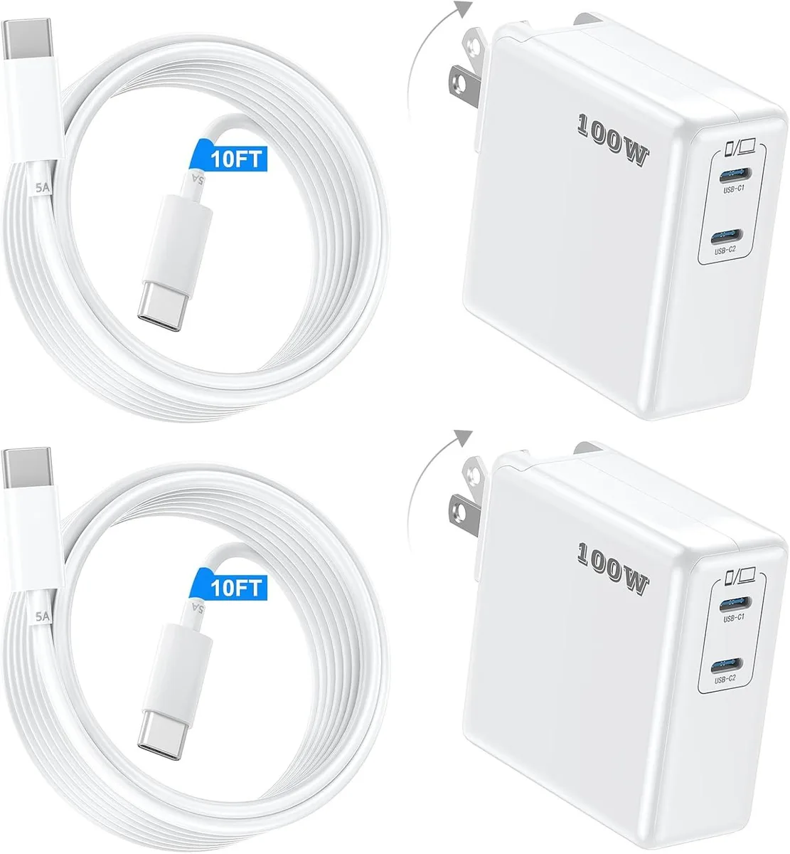 FORIDA FORIDA 100W USB-C GaN AC Adapter with 10 ft Cable — product photo