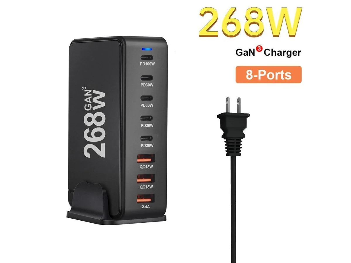 IXJYLCPC IXJYLCPC 268W 8-Port GaN Charger (Black) — product photo