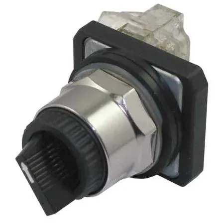 Black 30 mm lever selector switch, silver zinc bezel, two maintained positions