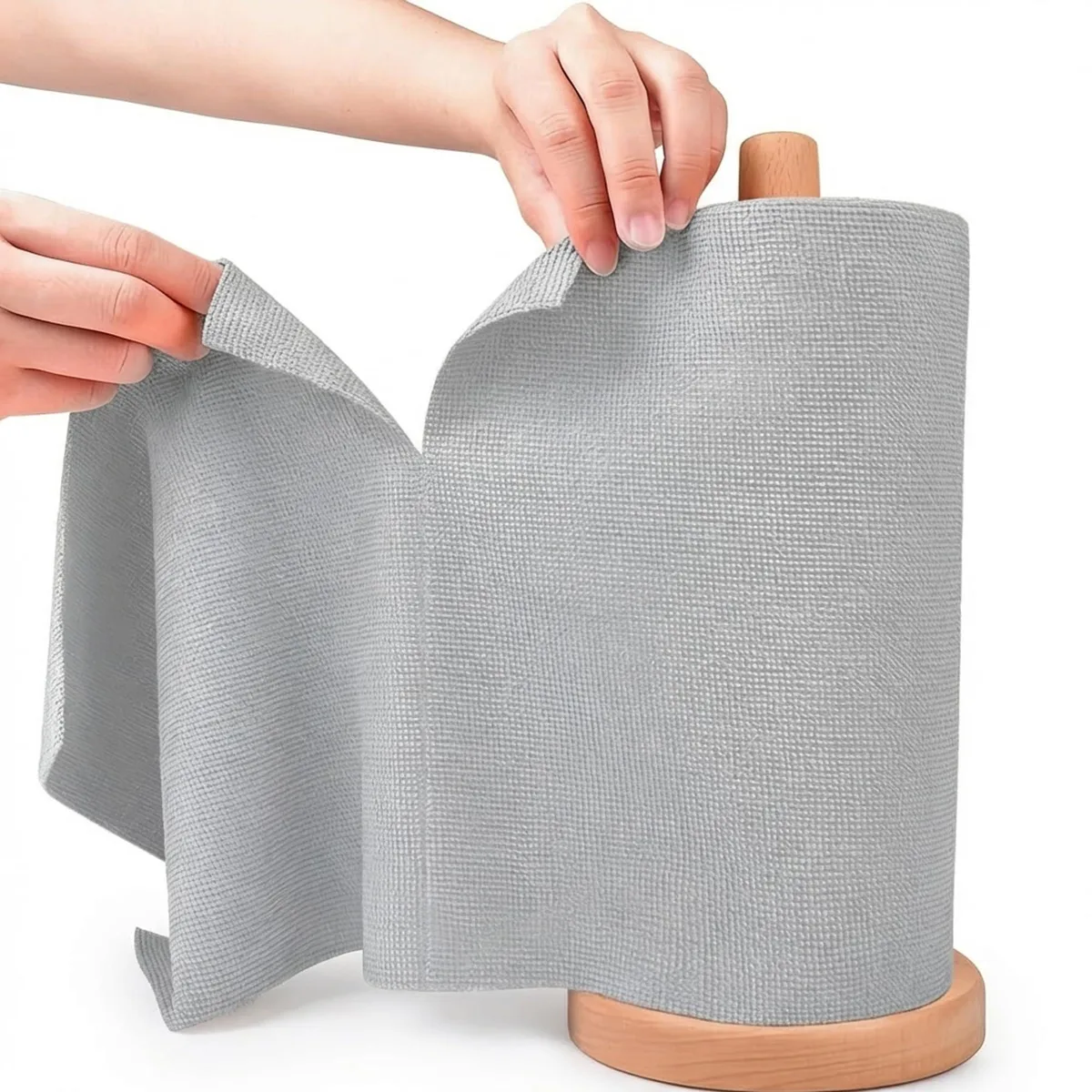 Grey microfiber towel roll, 20 tear-away sheets, 11 by 10 inches