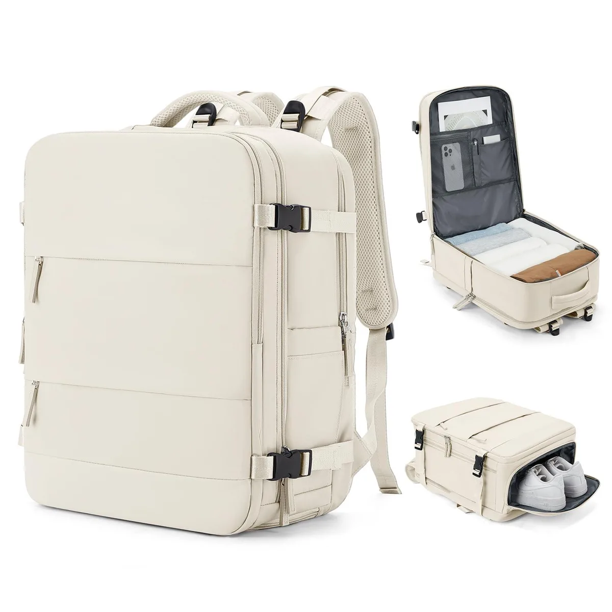 ALSEYE ALSEYE Large Travel Backpack Carry On Beige 2 in 1 Accessory — product photo