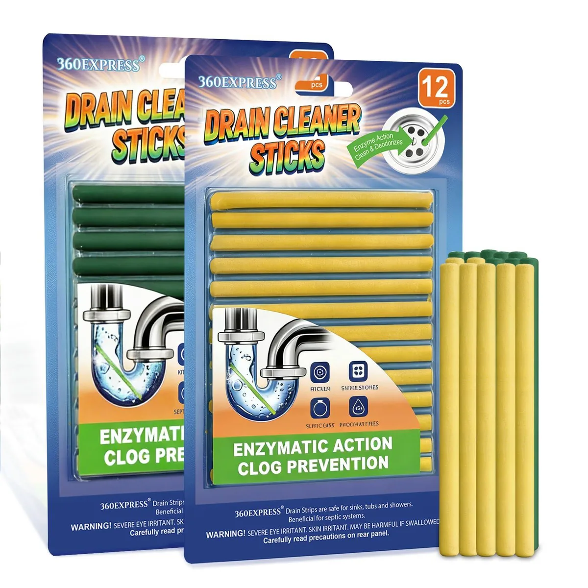  360EXPRESS DCS-2P drain sticks 24 pack — product photo