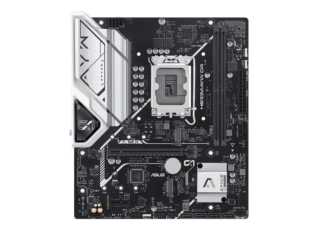 ASUS ASUS H610M-AYW D4 Intel H610 DDR4 64GB Micro ATX Motherboard — product photo