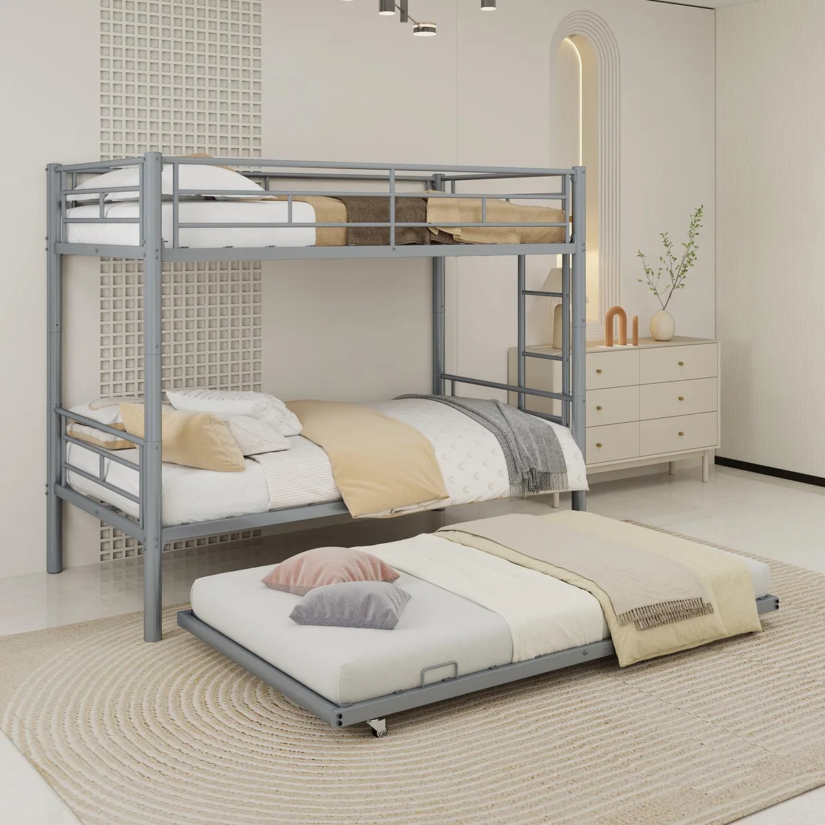 tuphen tuphen Heavy-duty Twin over Twin Bunk Bed Silvery 77" L x 40.3" W x 61.4" H 350lbs — product photo