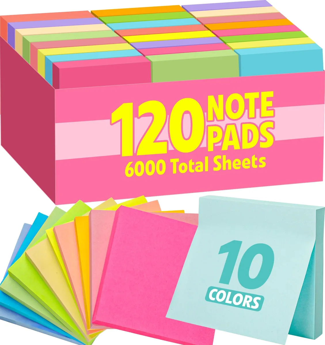  YesBes 120 Sticky Notes 3x3 120 Pads 50 Sheets Multicolor — product photo